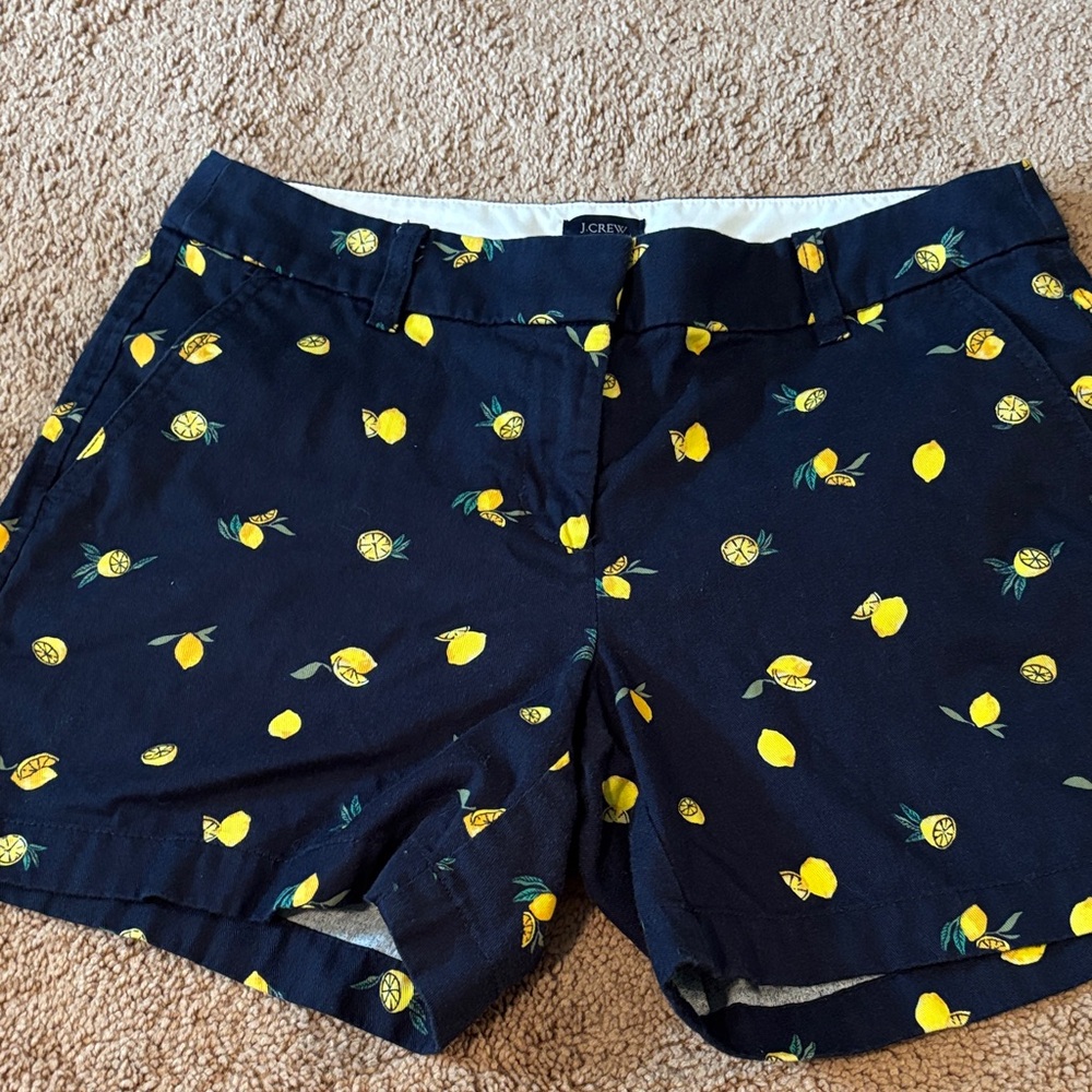 J. Crew Navy Lemon Print Women's Shorts